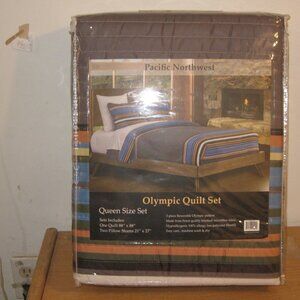 Pacific Northwest Olympic Quilt Set. Queen Size. New.